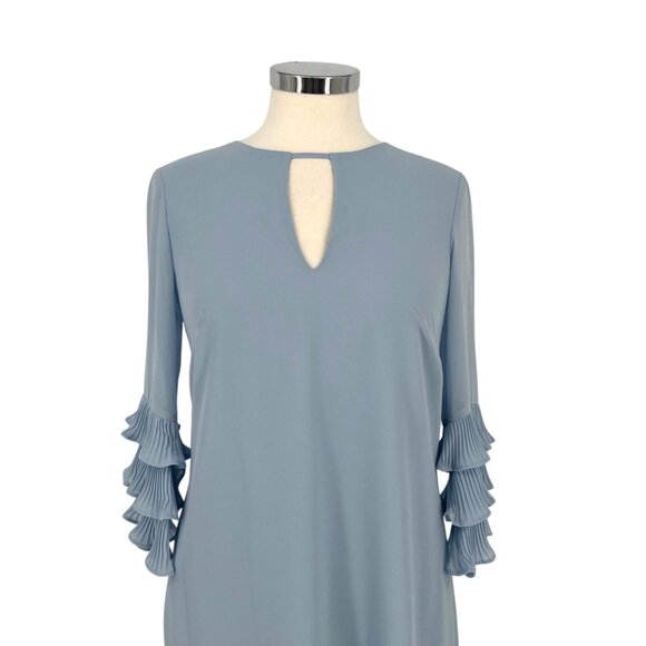 Vince Camuto Ruffle Sleeve Shift Dress Keyhole Back Light Blue Size 2 - Picture 4 of 11